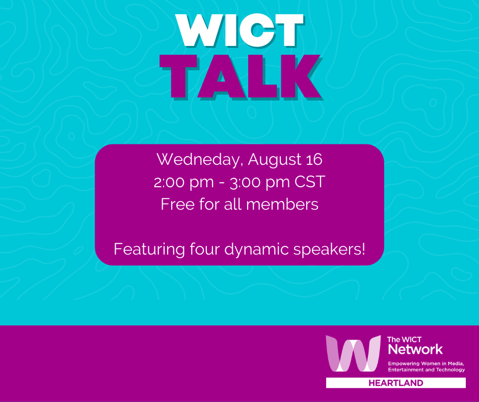 WICT Talk: August 16 2p-3p. Free.